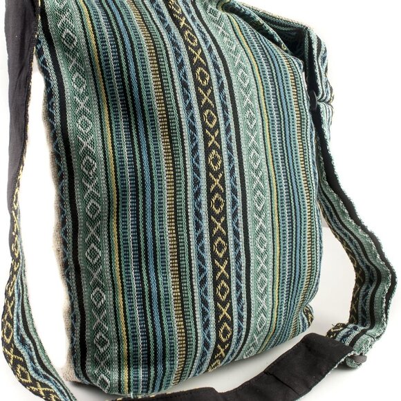 Canvas Crossbody Purse Hemp Cotton Tranquil Boho Stripes Festival Beach - Picture 5 of 5